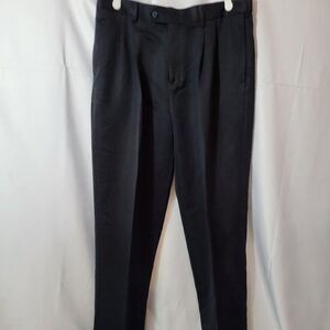 Savane 100% Micro-Denier Silkworks Black Pleated Cuffed Pants Size W36/L31